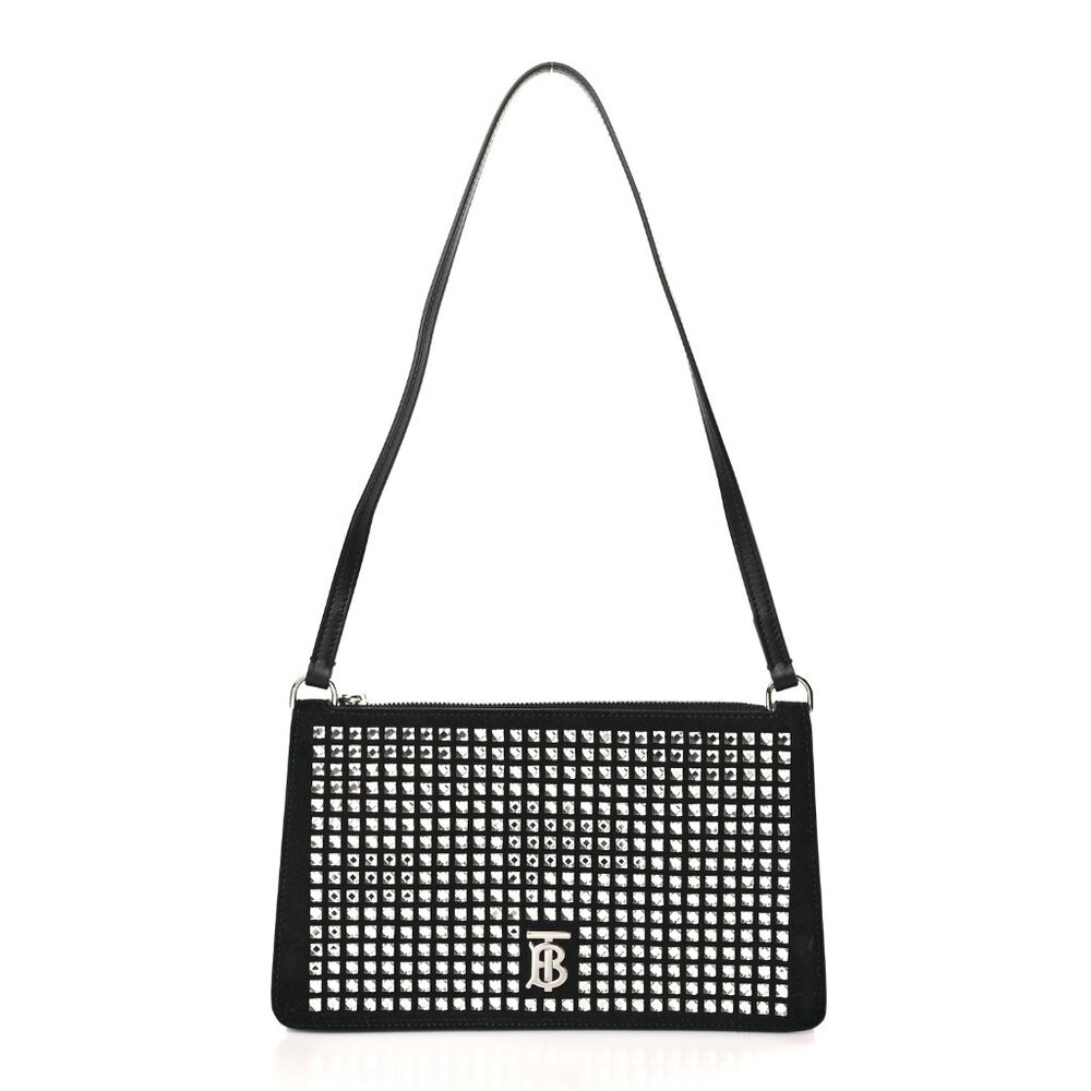 AUTHENTIC BURBERRY Black Suede & Crystal Shoulder Bag